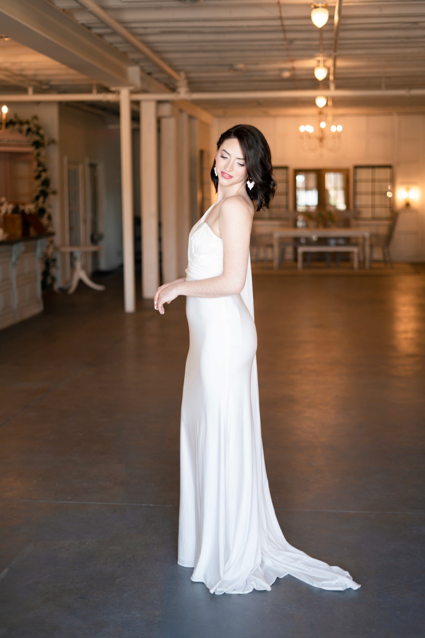 "Marry Me" | One Shoulder Drape Sleeve Gown